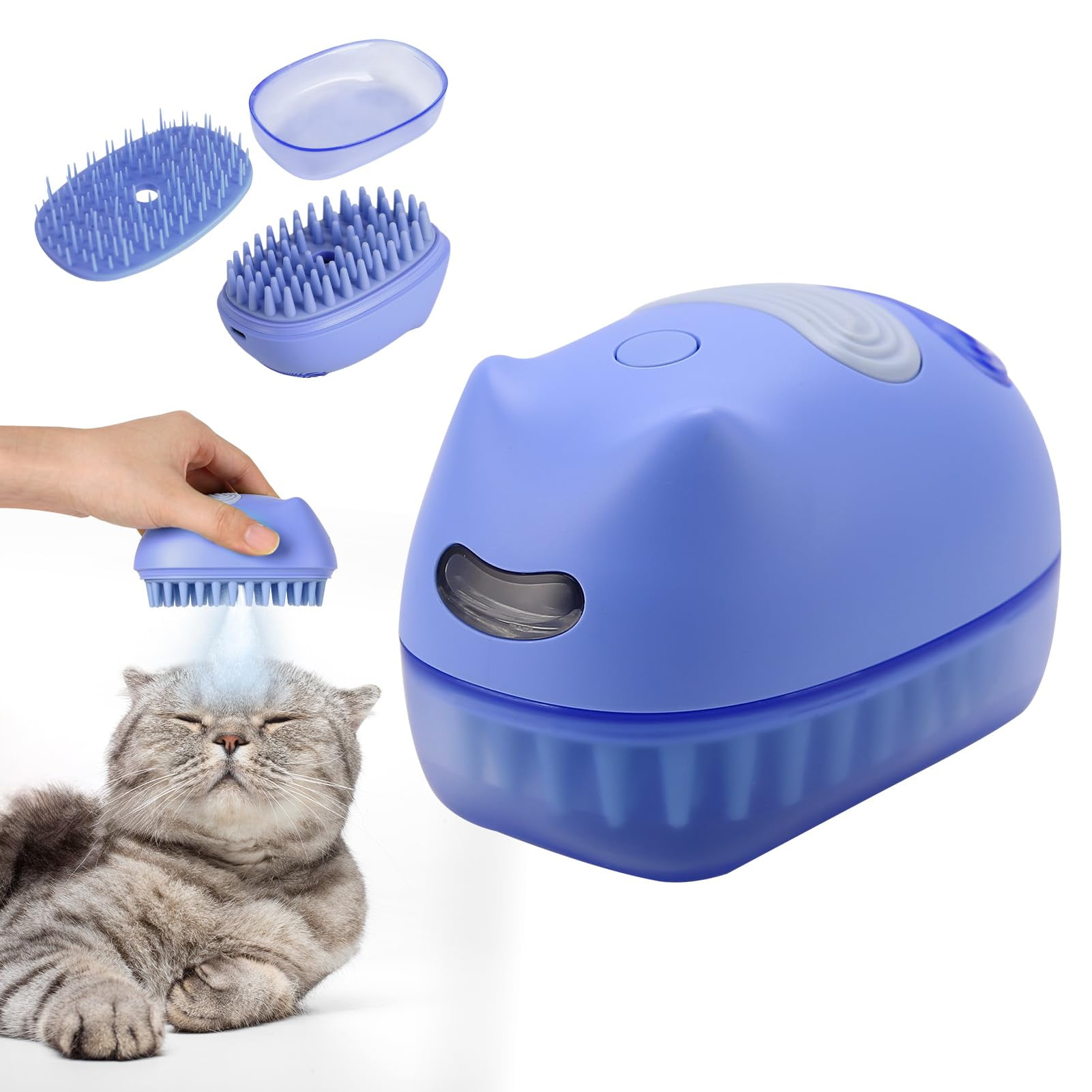 Cat Steam Brush for Shedding, Pet Grooming Brush with Dual Head, Spray