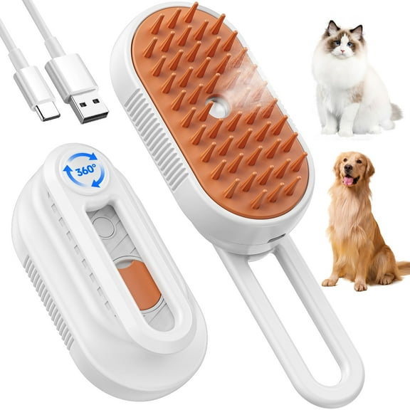 Cat Steam Brush for Shedding, Steamy Brush Cleanser with Foldable Handle, Pet Spa Brush, Defur Comb, Steam Brush, Spray Hair Removal Comb