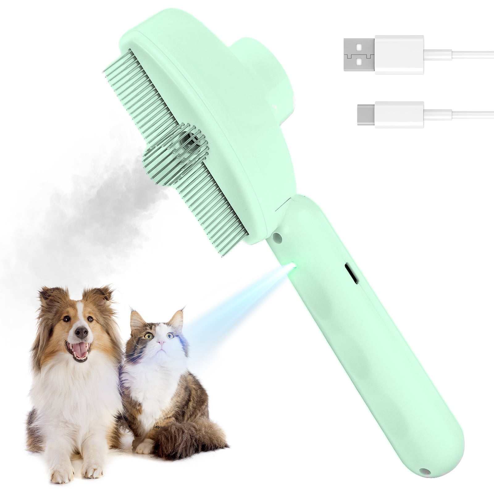 View of Luckyouth Cat Steam Brush with Spray, 3-in-1 Pet Grooming Water Brushes ...