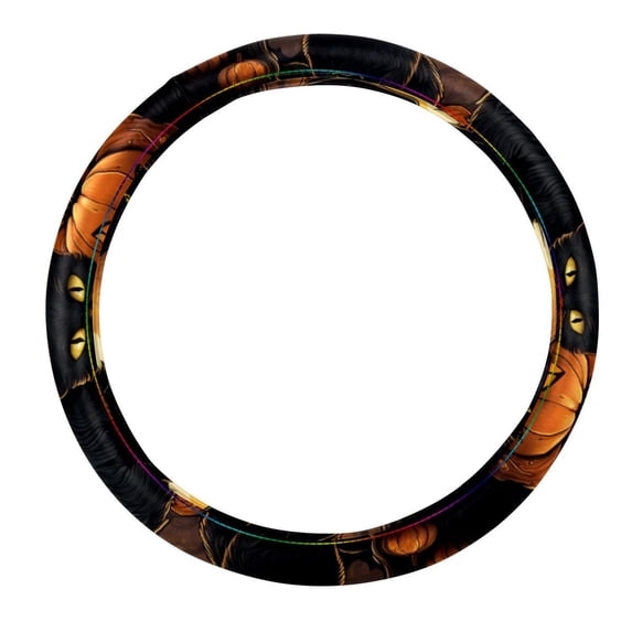 Cat Steering Wheel Cover 14.5 Inch, Printing, PVC Leather, Auto Accessories - Car Wheel Covers, Steering Wheel Covers, Car Wheel Cover