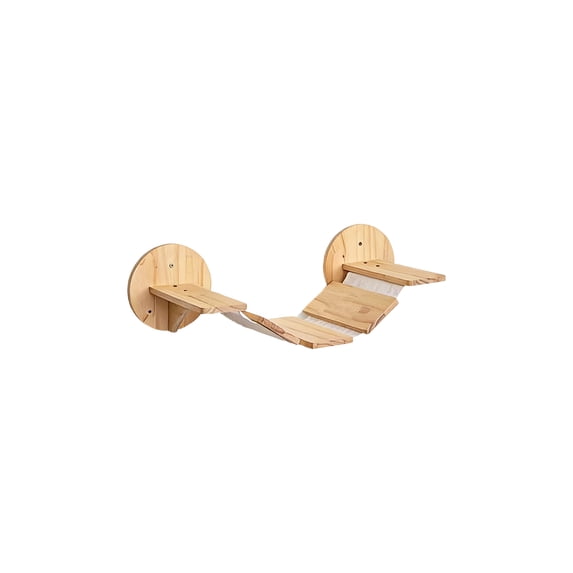 Cat Steps for Wall, Wall Mounted Cat Faux Furniture, Solid Pine Wood, 36 in total Length, Beige Canvas, 1 Set