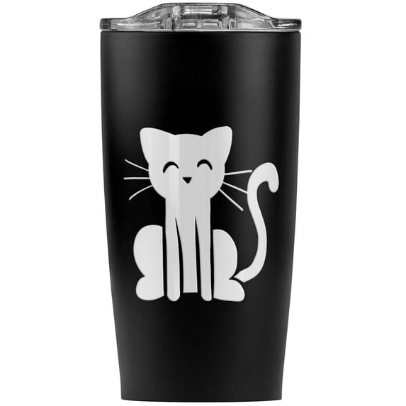 Cat Stick Figure Family Pet Stainless Steel 20 oz Travel Tumbler, Vacuum Insulated & Double Wall with Leakproof Sliding Lid | Great for Coffee/Hot Drinks and Cold Beverages