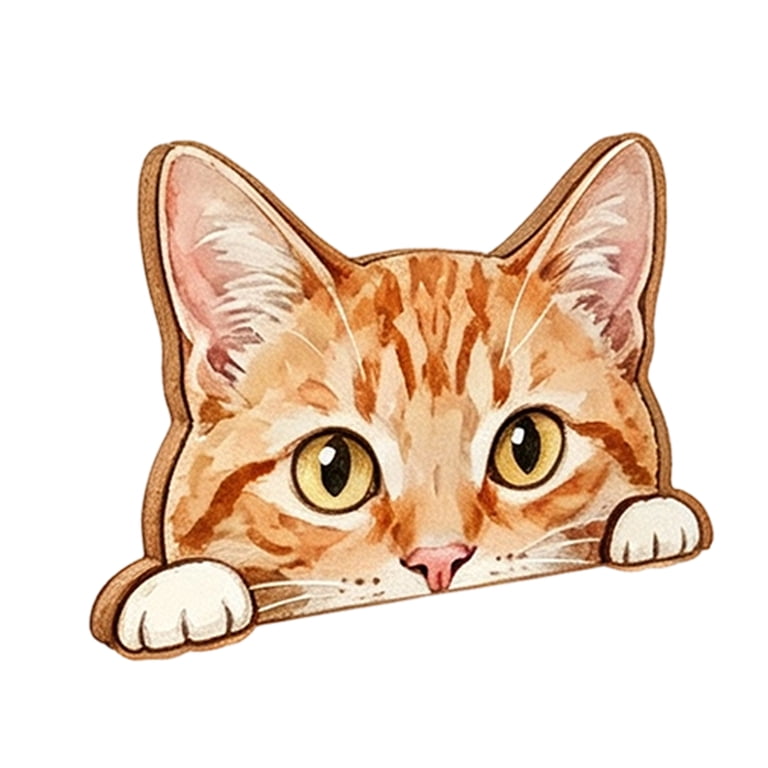 Cat Sticker, Orange and Cream Cat Decal, 5.91 x 4.33 Inches, for ...