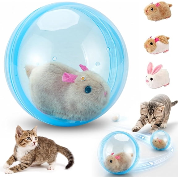 Cat Stimulation Toys for Indoor Cats,360° Self-Rolling Interactive Cat Ball Realistic Animal,Engaging Motion Sensor Toy for Child Girl Boy