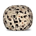 thumbnail image 1 of Cat Storage Toy Bag Chair, Hand Drawn Feline Pattern House Pet Playing with Mouse and a Ball of Yarn, Stuffed Animal Organizer Washable Bag, Large Size, Black Tan Sea Green, by Ambesonne, 1 of 3