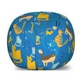 thumbnail image 1 of Cat Storage Toy Bag Chair, Whimsical Kitten Speech Bubbles and Random Doodled Elements Repetition, Stuffed Animal Organizer Washable Bag, Small Size, Sea Blue and Multicolor, by Ambesonne, 1 of 3