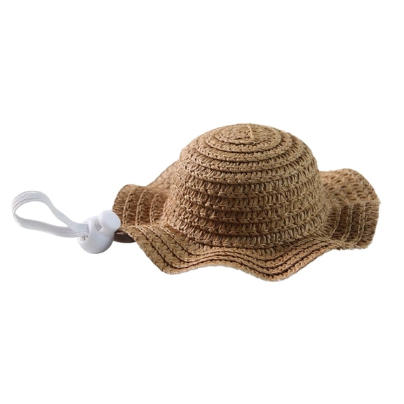 Cat Straw Hat for Small Pet, Woven Cap for Photo Prop, Adjustable Chin Strap for Secure Fit, Breathable for Summer Wear