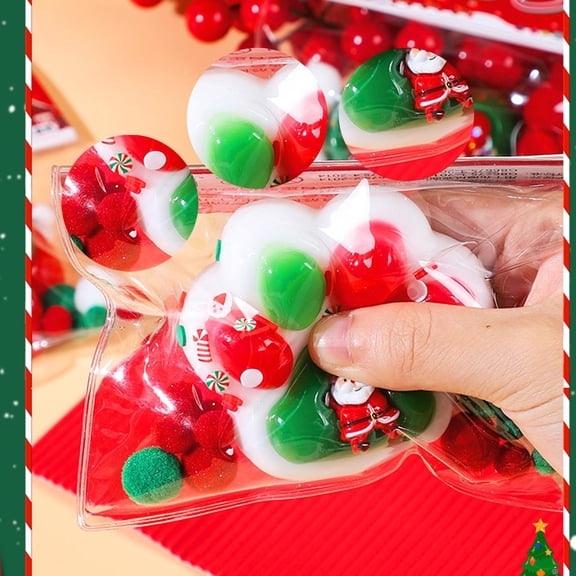 Cat Stress and Relaxation Relief, Cat Paw Squeeze, 3X2 In, Sensory Squeeze Toys, Calm Fidgeting, Christmas Decorations, Red Green, 1 Pc