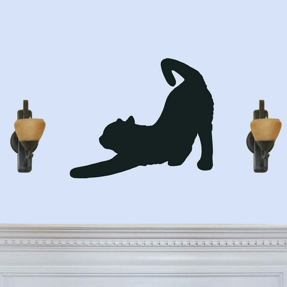 Cat Stretching Silhouette - Beautiful Solid Steel Home Decor Decorative Accent Metal Art Wall Sign