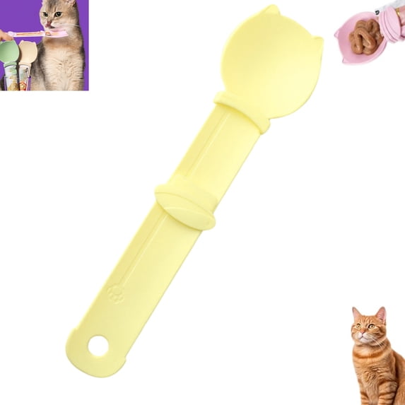 Cat Strip Feeder Spoon Cute Cat Head Multi Functional Pet Food Squeezer Spoon for Cat Wet Treat Pouches Canned Food Feeding Tool