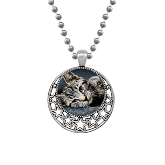 Cat Stripes Kitty Animal Relax Adorable Necklaces Pendant Retro Moon Stars Jewelry