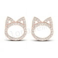 thumbnail image 1 of Cat Stud Earrings for Her White Diamond 14K Rose Gold Plated 925 Sterling Silver Gift For Women, 1 of 3
