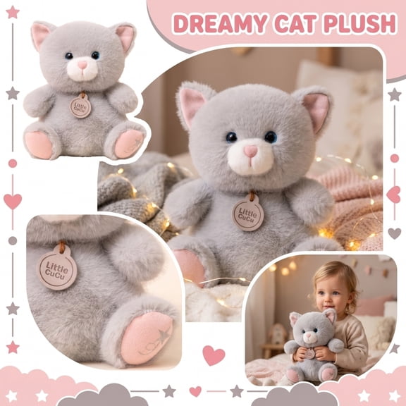 Cat Stuffed & Plush Animals Toys, Cute Soft Plush Dolls, Cozy Hugging Pillow, Animals Plush Toys, Holiday Birthday Gifts for Classmates and Friends and Family