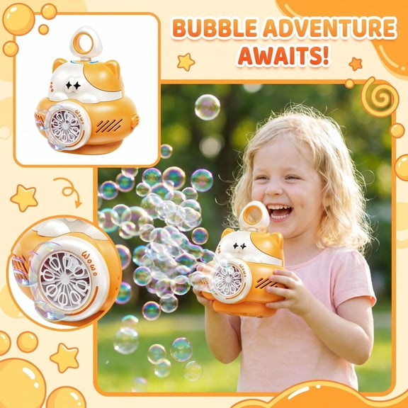 Cat Style Bubble Maker Machine, Automatic Bubble Blower with LED Light and Multi-Hole Bubble Output, Portable Handheld Bubble Machine with Batteries for Party Outdoor Festival Bubble Gun