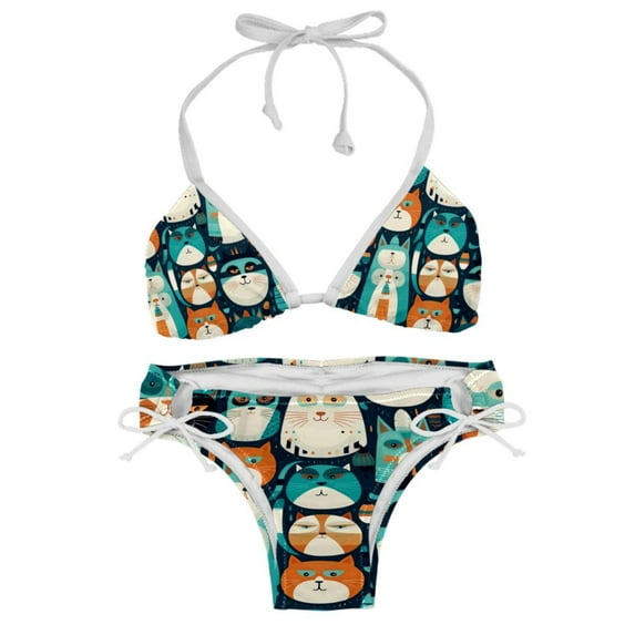 Cat Stylish Swim Suits Bikini Set: Detachable Sponge, Adjustable Strap, Two-Pack - Ideal for Beach and Pool %{scenes