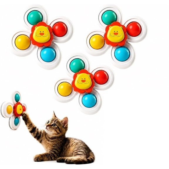 Cat Suction Cup Spinner Toy Interactive Perch Window Toys for Indoor Cats | Rotating Cat Boxing Toy with Sturdy Base, Suction Cup Companion Sill for Pets Exercise Enrichment(Lion)