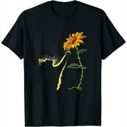 Cat Sunflower Gifts For Cat Lovers, Cat Mom, Cat Lady, Women T-Shirt Black Large