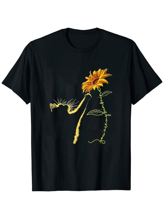 Cat Sunflower Gifts For Cat Lovers, Cat Mom, Cat Lady, Women T-Shirt Black Medium