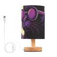thumbnail image 1 of Cat Sunglasses Purple Table Lamp USB Bedside Desk Nightstand Lamp Printed Gifts Small Lamp Wood Base for Bedroom Living Room Kids Room College Dorm, 1 of 7