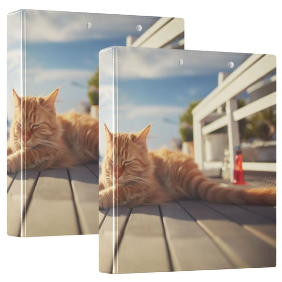 Cat Sunlight Mountains Chair 3 Ring Binders 1.5 inch Hardcover File Folders with Interior Pockets A4 Size Organizer for School Office Hospital