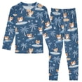 thumbnail image 1 of Cat Surfing Pattern Cotton Pajamas 2 Piece Set Sleepwear Soft and Comfortable Homewear Nightwear, 1 of 7