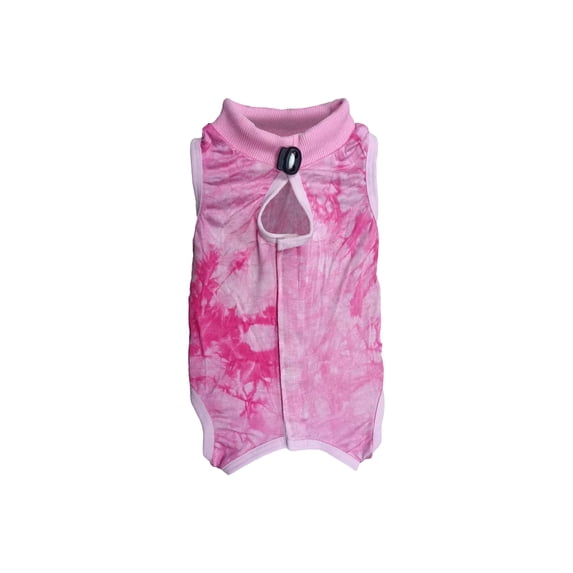 Cat Surgical Recovery Suit Female, Tie Dye, Blue Fabric Blend, 12X8 In, Pet Post Operative Protection, Soft Stretchy Weave, Pink, 1 Pc