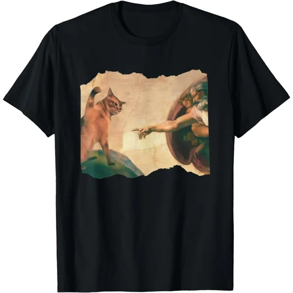Cat Swatting God's Hand Parody Cat The Divine Swipe T-Shirt