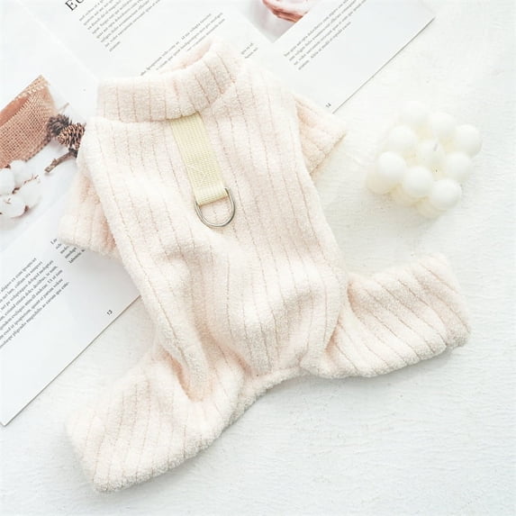Cat Sweater for Cats Corduroy Fabric Sweater for Cat Warm Cat Pajamas for Cats Only Cold Weather Winter Pet Clothing Extra Small White 1 Pack