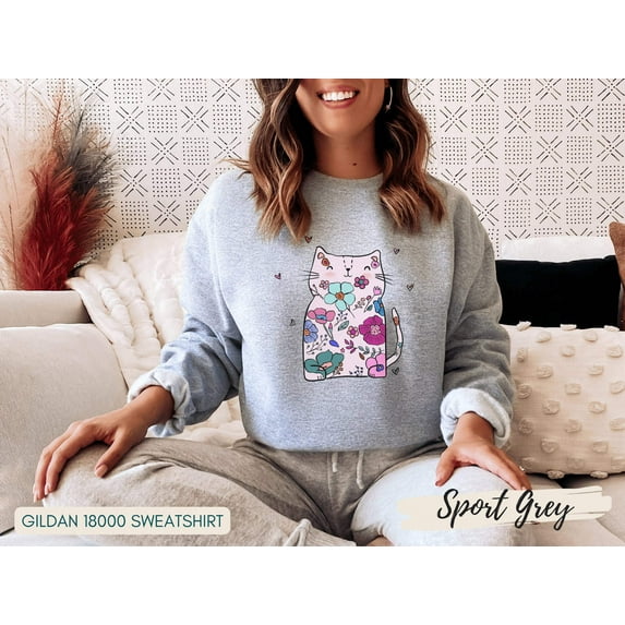 Cat Sweatshirt for Women, Cute Cat Sweatshirt, Cat Lover Sweatshirt, Funny Valentines Day Sweater, Cat Mom Sweatshirt
