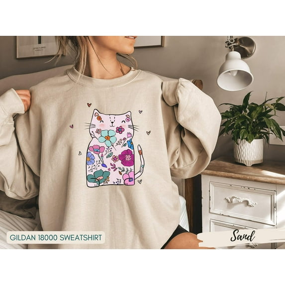 Cat Sweatshirt for Women, Cute Cat Sweatshirt, Cat Lover Sweatshirt, Funny Valentines Day Sweater, Cat Mom Sweatshirt