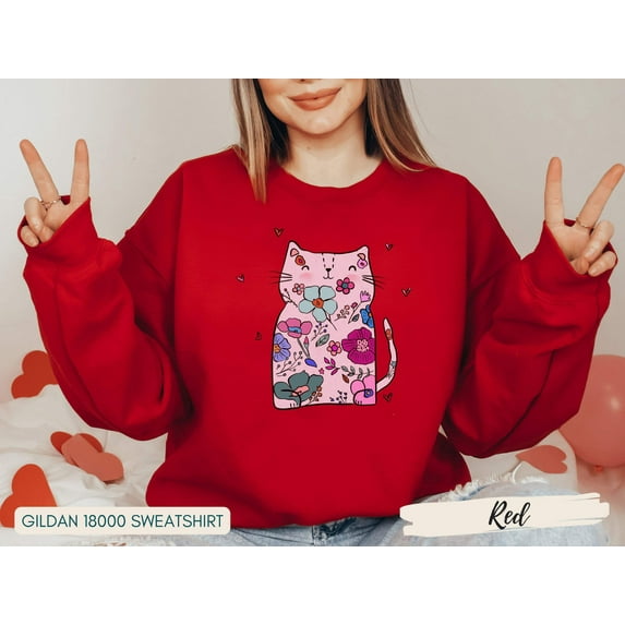 Cat Sweatshirt for Women, Cute Cat Sweatshirt, Cat Lover Sweatshirt, Funny Valentines Day Sweater, Cat Mom Sweatshirt