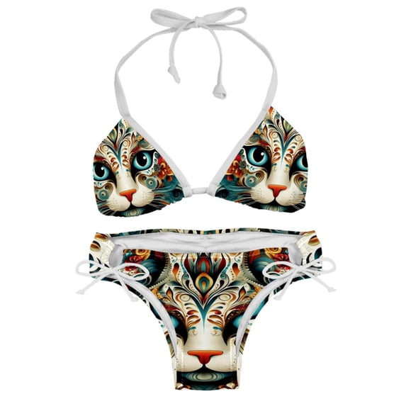 Cat Swim Suit Bikini Set with Detachable Sponge & Adjustable Strap, Two-Pack - Ideal for Beach & Pool Parties!