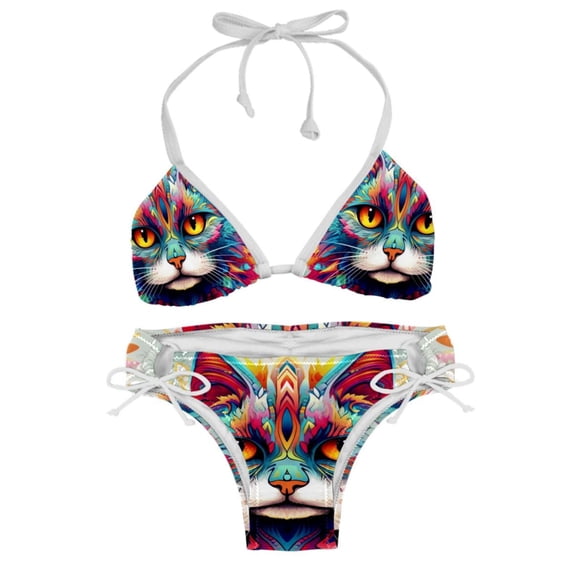 Cat Swimsuit Women Bikini Set with Detachable Sponge & Adjustable Strap, Two-Pack Ideal for Beach & Pool Parties
