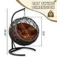 thumbnail image 1 of Cat Swing Bed with Stand & Cushion, Cat Egg Chair with Rattan Wicker Appearance, Indoor Hanging Swinging Cat Bed for Cats, Small Dogs, and Small Animals, Brown, 1 of 15