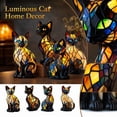thumbnail image 1 of Cat Table Lamp Stained Glass Style Resin Night Light, Mosaic Animal Figurine Accent for Bedroom Living Room Decor Cat Lovers Gift, 5.9 Inch, 1 of 6