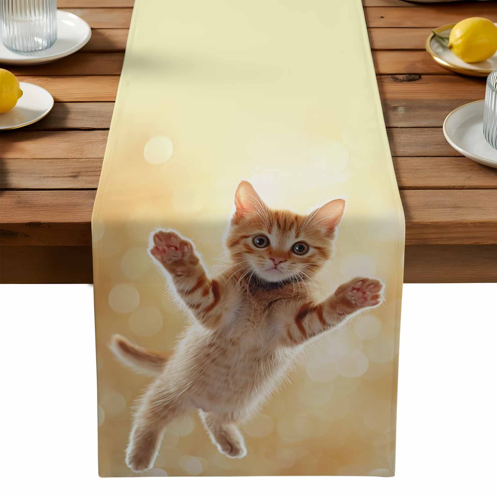 Cat Table Runner, Animal Kitchen Table Runners Dress Scarves for Table ...