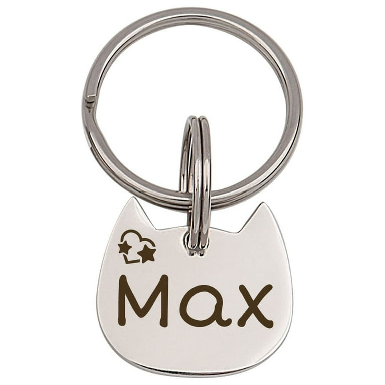 Cat Tag Personalized Cat Id Tag Pet Tags Cat Cat Name Tag Star and Moon Icon Pet Tag Cute of Cat Tag Kitten Head Shape Tag Silver Only front engraving Walmart