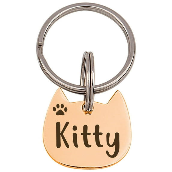 Cat Tag Personalized - Cat Id Tag - Pet Tags Cat - Cat Name Tag - Star and Moon Icon Pet Tag - Cute of Cat Tag Kitten Head Shape Tag