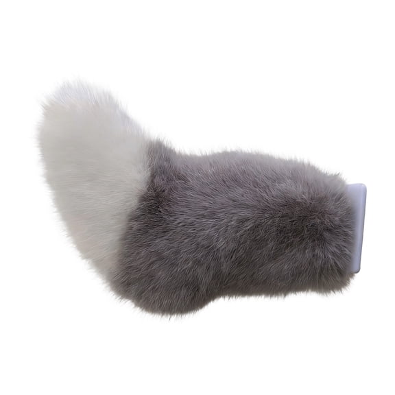 Cat Tail Accessory Gray and White Faux for Halloween and Halloween Party Decor 12X4 in