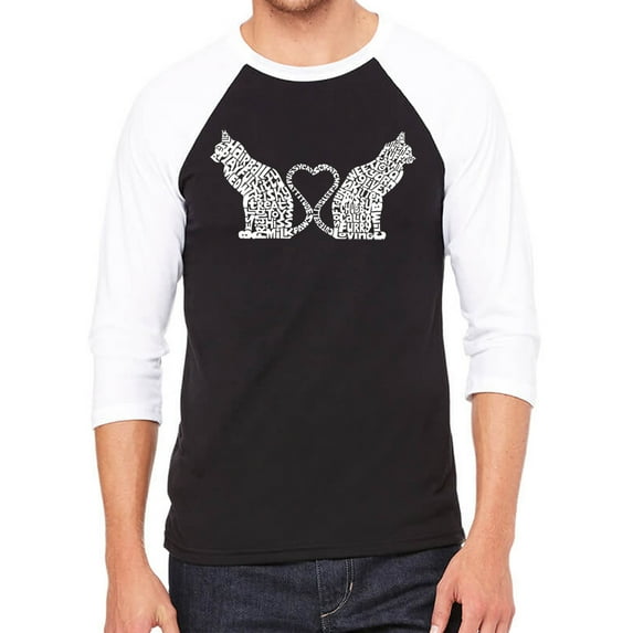 Cat Tail Hearts - Men's Raglan Baseball Word Art T-Shirt