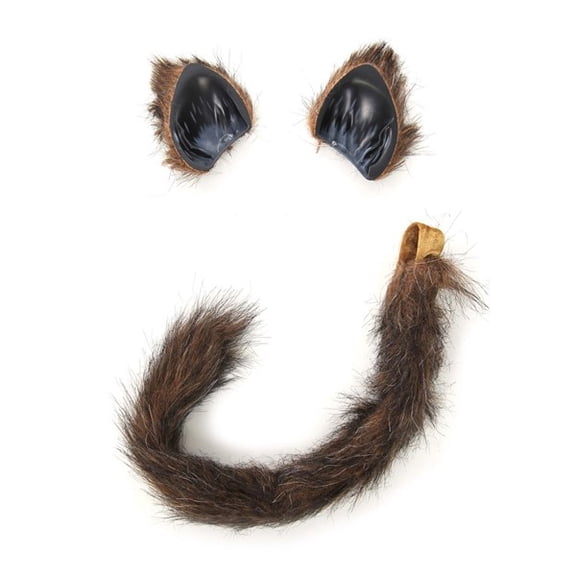 Furry Brown Cat Tail and Ears