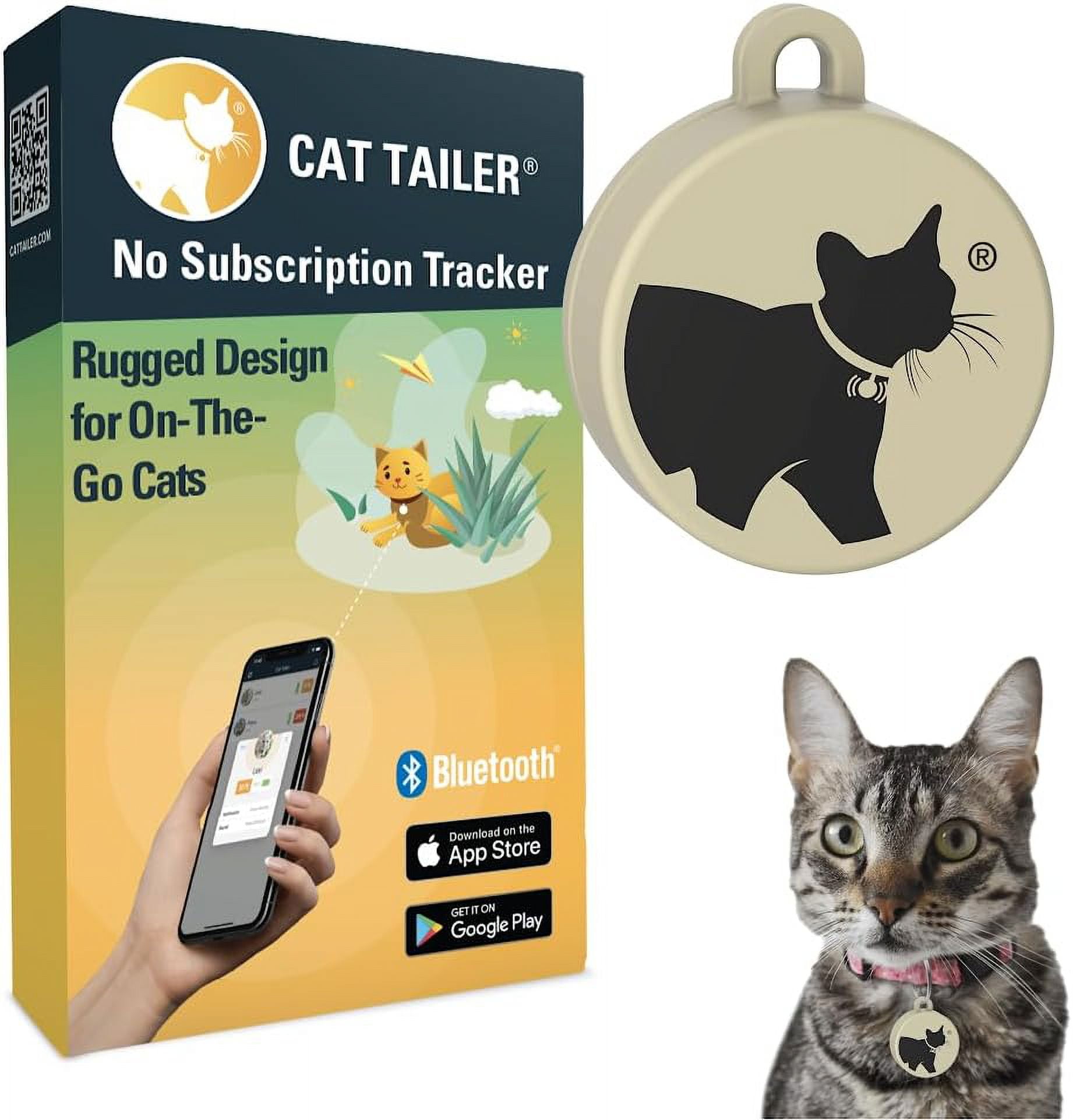 Cat Tailer Cat Tracker Small and Lightweight Waterproof Bluetooth Pet Collar Attachment 328 foot Range Replaceable 6 Month Battery Life