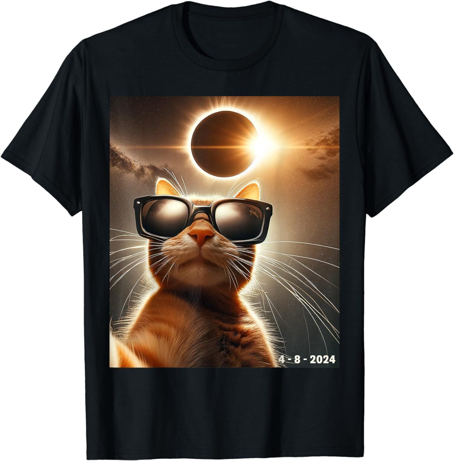 Cat Taking A Selfie With Solar 2024 Eclipse Cute Gift Unisex TShirt