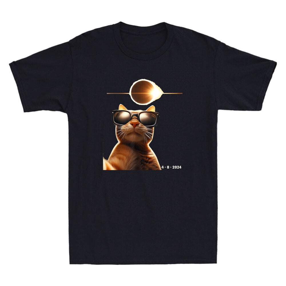 Cat Taking a Selfie With Solar 2024 Eclipse Wearing Glasses Funny Men's