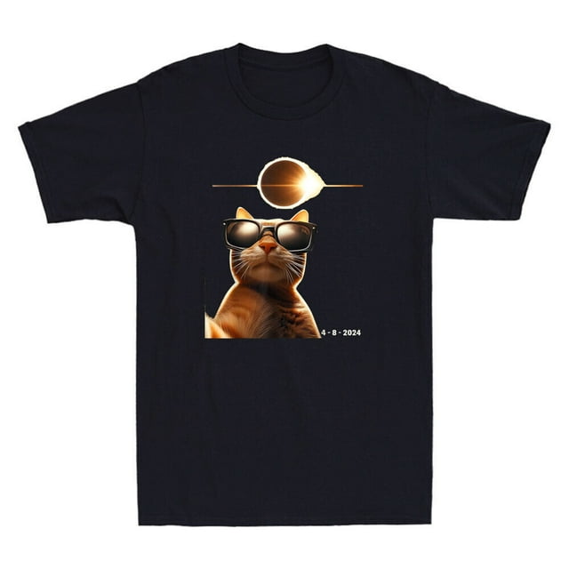 Cat Taking a Selfie With Solar 2024 Eclipse Wearing Glasses Funny Men's