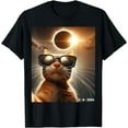 Cat Taking a Selfie With Solar 2025 Eclipse Wearing Glasses T Shirt Men