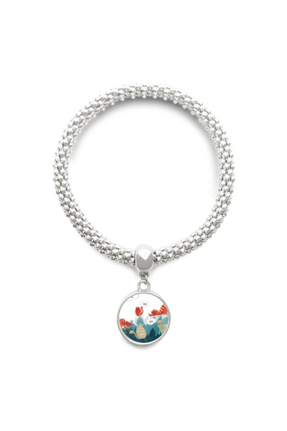 Cat Talking Owl Protect Animal Pet Lover Sliver Bracelet Pendant Jewelry Chain Adjustable Bangle