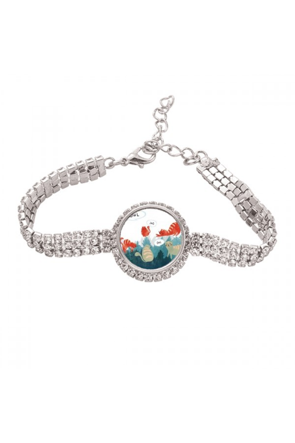 Cat Talking Owl Protect Animal Pet Lover Tennis Chain Anklet Bracelet Diamond Jewelry
