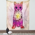 thumbnail image 1 of Cat Tapestry, Geometrc Digital Color Artistic Robot Cat with Technologic Patterns Little Retro Art, Wall Hanging for Bedroom Living Room Dorm Decor, 60W X 80L Inches, Pink Fuchsia, by Ambesonne, 1 of 2