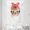 thumbnail image 1 of Cat Tapestry, Watercolor Illustration of a Funny Kitten with a Bandana, Wall Hanging for Bedroom Living Room Dorm Decor, 60W X 80L Inches, Vermilion Umber Rose and Laurel Green, by Ambesonne, 1 of 2